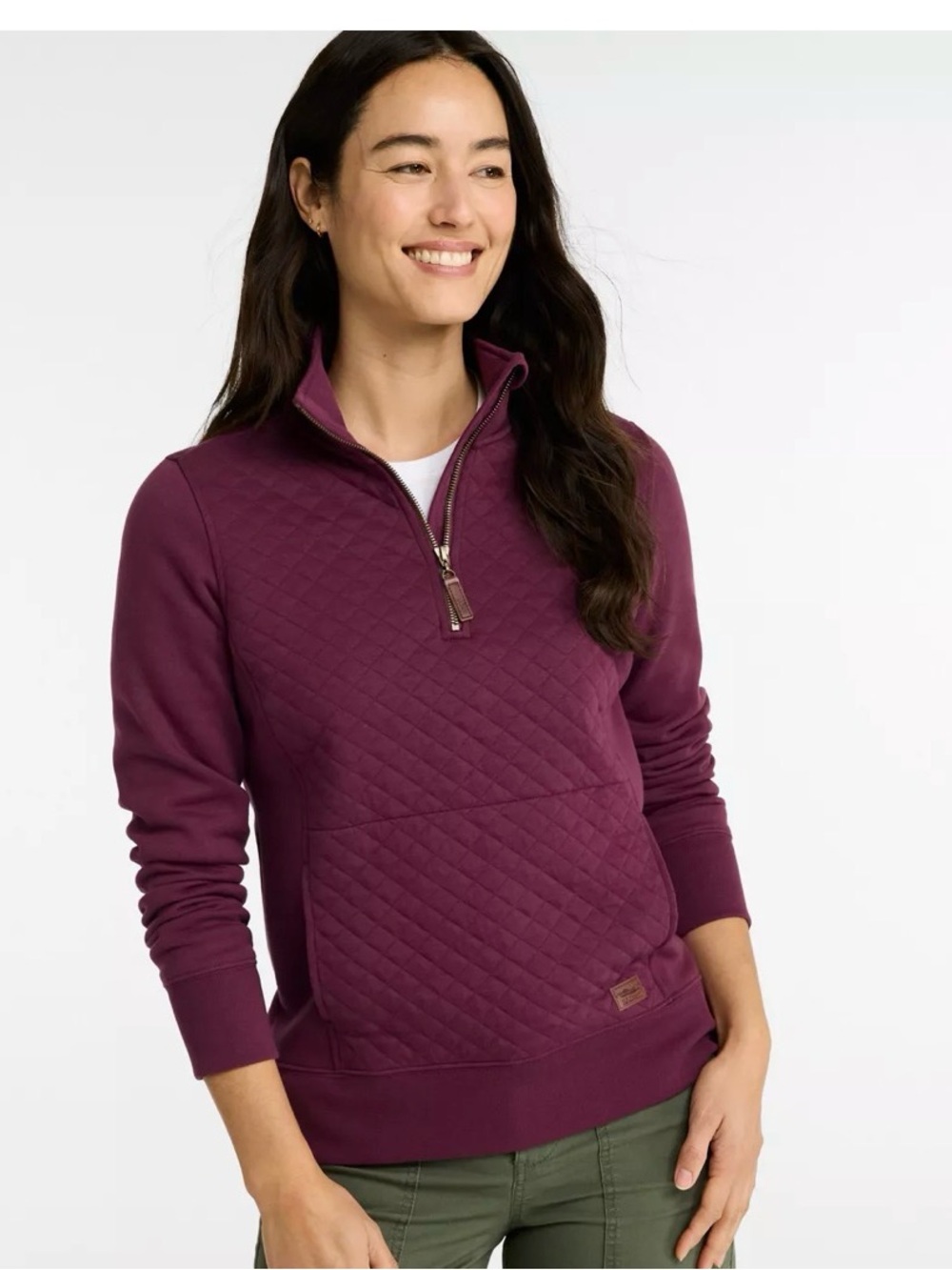 L.L. Bean Quilted Quarter-Zip Pullover - Plum